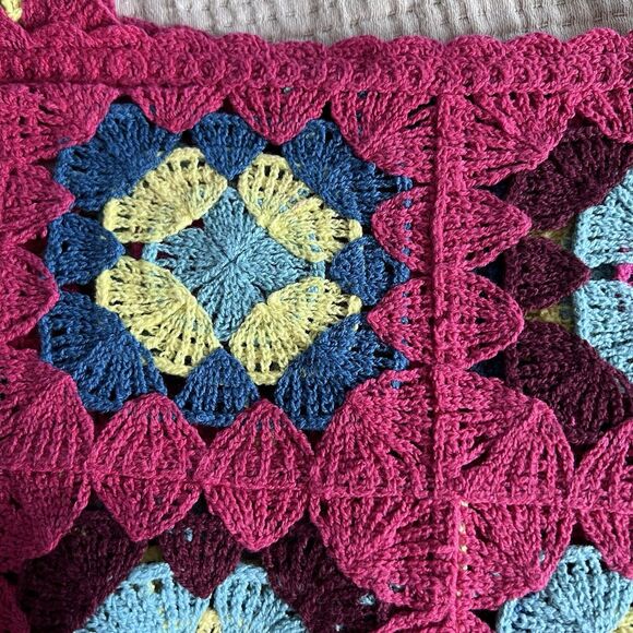 Witty Fox Floral Crochet Crop Tank Top Womens XL Pink Festival Geometric Boho - Picture 7 of 9